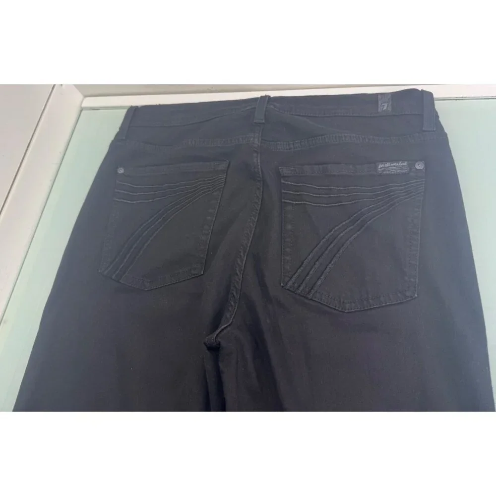 7 For All Mankind Dojo Womens Jeans 31X30 Flare Leg Black Denim Wide Leg Stretch - Picture 2 of 13